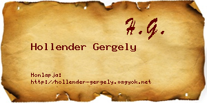 Hollender Gergely névjegykártya